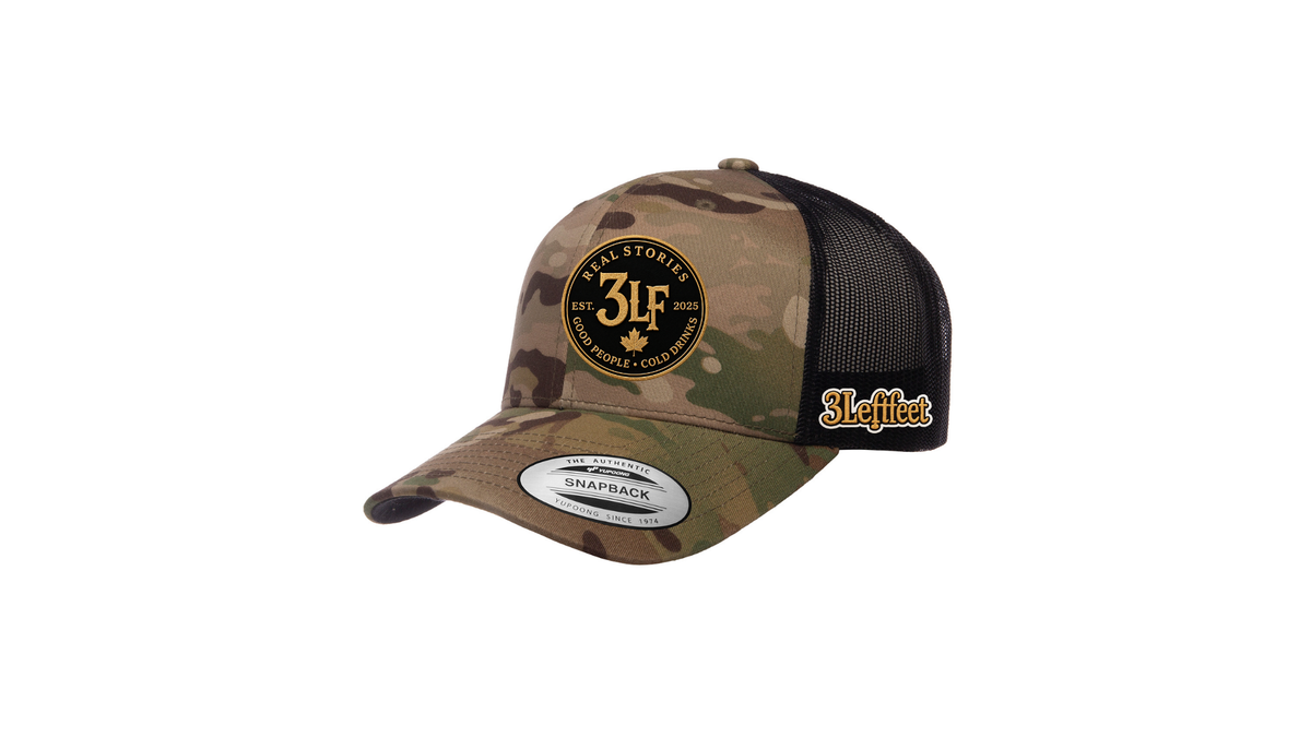 3 Left Feet Leather Patch Trucker Hat