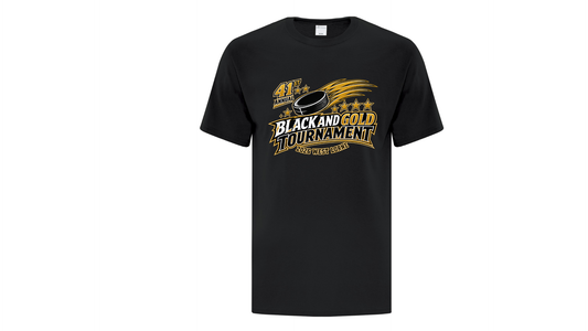 Black and Gold Cotton T-Shirt (Adult and Youth)